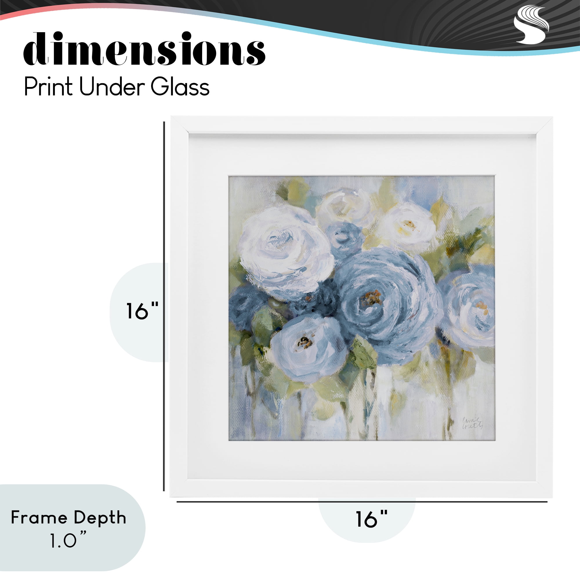 Stupell Industries Softly Blooming In Blues White Framed Print Under Glass, design by Lanie Loreth