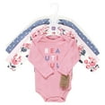 thumbnail image 2 of Touched by Nature Unisex Baby Organic Cotton Long-Sleeve Bodysuits, Bubblegum Floral, Preemie, 2 of 5