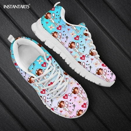 

Custom Nurse Pattern Luxury Sneakers Women Woman Flats Jogging Shoes Lace Up Waking Sneaker Breathable Cartoon Nursing Shoes