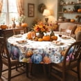 thumbnail image 3 of Nappe Ronde d'Halloween, Nappe Ronde d'Automne 60 Pouces, Nappe Citrouille, Récolte d'Automne pour Noël, Fête, Anniversaire, Action de Grâce, Récolte, 3 of 7