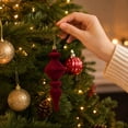 thumbnail image 4 of 6 Pack Christmas Tree Ornaments Set Vintage Finial Hanging Baubles for Holiday Mantel Decor Indoor Home Decoration Spindle Drop Ornaments for Xmas Tree Party Display Festive Hanging, Red, Style A, 4 of 7