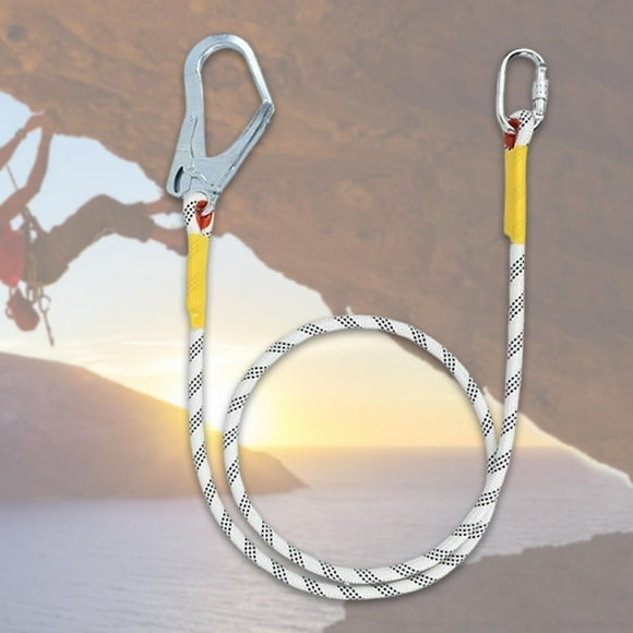 Arnés de seguridad con cordón para hombre y mujer, cinturón de escalada profesional con mosquetón para actividades al libre. Gancho simple de 2 metros