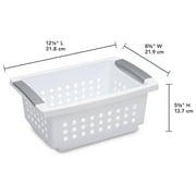 (2 pack) Sterilite Small Stacking Basket, Open Plastic Bin, Space Saving Organizers, White