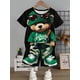thumbnail image 4 of Conjunto de verano de 2 piezas con estampado de oso de dibujos animados para hombre, camiseta informal de cuello redondo para uso diario, pantalones cortos de playa para hombre para deportes al aire l, 4 of 5