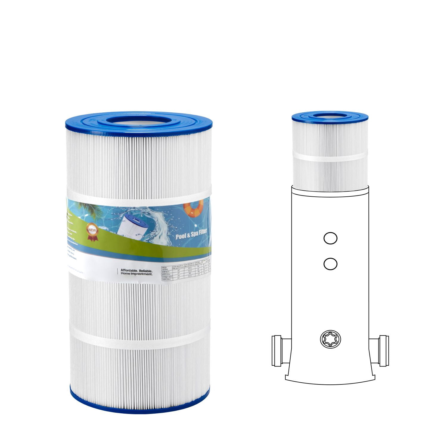 Pool Filter Cartridge, 90 Sq. Ft Spa Hot Tub Filter Cartridge Replacement, Compatible with Hayward C900, Hayward CX900RE, Secure for Kids & Pet, Trilobal Pleated, Easy to Clean