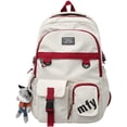 thumbnail image 1 of Indie Backpack School Japanese Asthetic Backpack IHeytea S Travel Bag Monochrome Backpack (white+pendant), 1 of 5