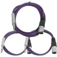 thumbnail image 1 of Seismic Audio 3 Pk of Purple XLR Male to 1/4" TRS Patch Cables  - One 6 ft One 3 Ft, One 2 ft Purple - SATRXL-M3C-Purple, 1 of 3