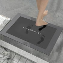 Fmbmuo Flat Pile Bathroom Rugs Rectangle Modern Non-Slip Backing Bath Mat 16x24in Rubber Black