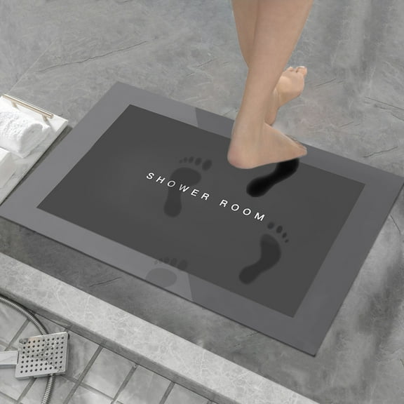 Fmbmuo Flat Pile Bathroom Rugs Rectangle Modern Non-Slip Backing Bath Mat 16x24in Rubber Black