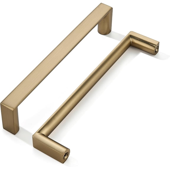 5 Pack 6-1/4 Inch(160mm) Champagne Bronze Square Cabinet Pulls Satin Brass Kitchen Cabinet Handles Kitchen Cabinet Hardware Gold Drawer Pulls for Dresser Cupboard