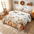 thumbnail image 3 of Erosebridal Boho Ghost Twin Quilt Set, Hippie Wildflower Twin Coverlet Set for Boys Girls, Cream Orange, 2pcs 1 Bedspread and 1 Pillowcase, 3 of 7