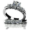 Sterling Silver Wedding Ring Set for Women Cz Engagement Ring Matching Band Ginger Lyne Collection