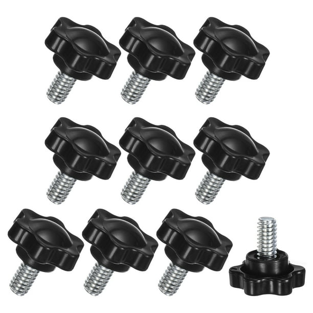 Uxcell 10-Pack Perillas de Sujeción en Forma de Estrella, Tornillo de Apriete Manual 1/4"-20 x 12mm para Maquinaria/Electrónica/Muebles/Base de Sombrilla