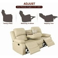 thumbnail image 4 of Bonded Leather Reclining Sofa Set, 3-Seat Sofa with Dropdown Coffee Table, Loveseat Recliner with Storage, Beige, Manual Recline, Easy Assembly, 4 of 12