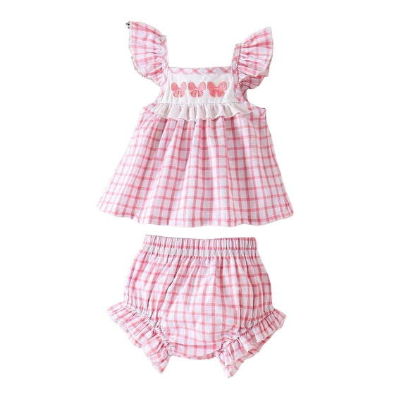 Toddler Baby Girl Summer Clothes Solid Jacquard Short Sleeves T-Shirt Tops Shorts 3 6 9 12 18 24 Months Outfits Set Girls Summer Set 0-18 Months,6-12 Months