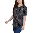 thumbnail image 3 of NY Collection Womens Petites Crewneck Printed Blouse, 3 of 5