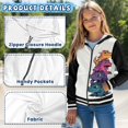 thumbnail image 6 of POLERO Girls Graphic Zip Up Hoodies Sweatshirt with Pockets Kids Hooded Coat Casual Outerwear Cartoon Dinosaur Black Print 6-7 Years, 6 of 7