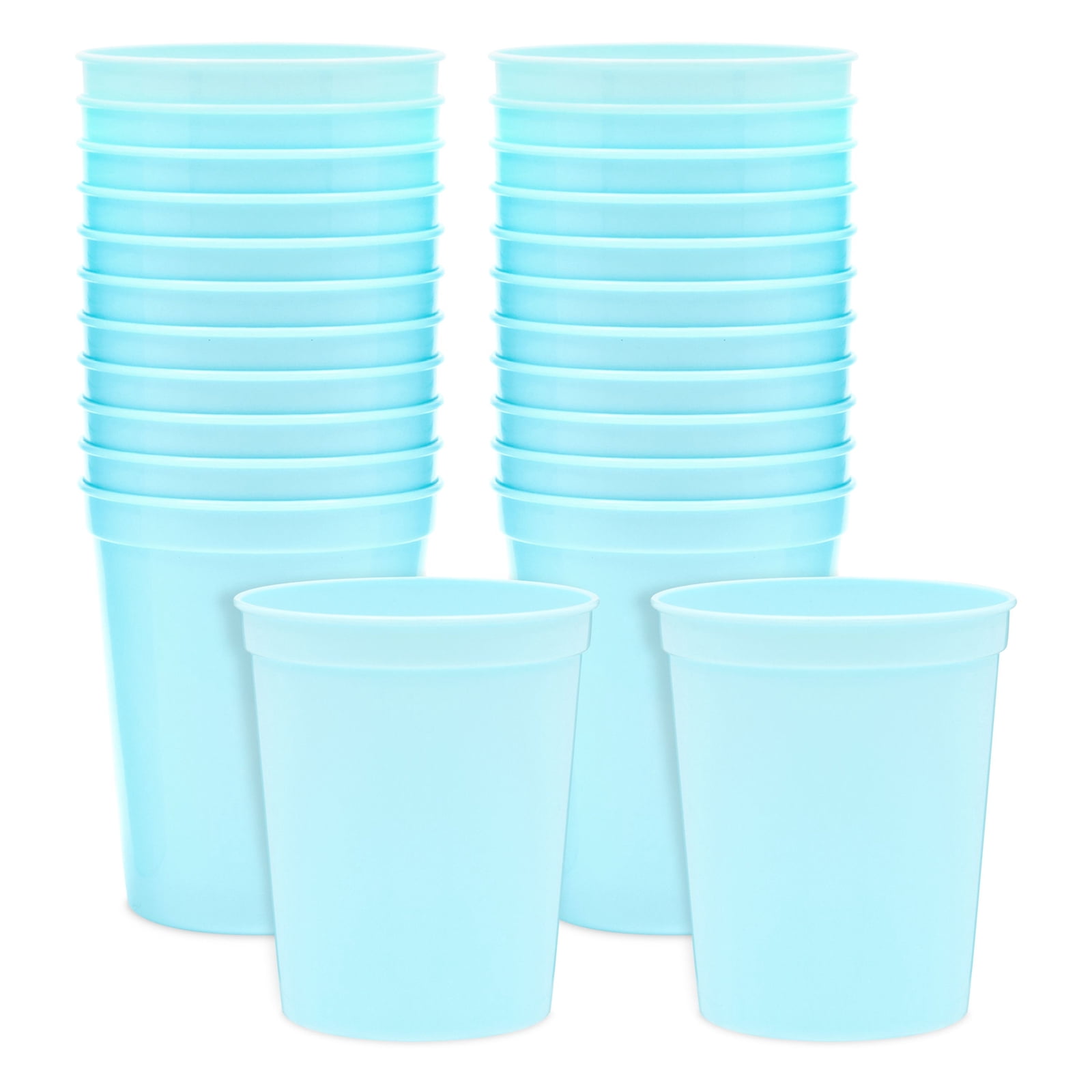 reusable blue plastic cups