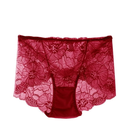 Vblhal Deals of the Week Clearance Womens Full Coverage Floral Lace Panties Sexy See Through Breathable Underwear Soft Cozy Stretch Brief Seamless Panty