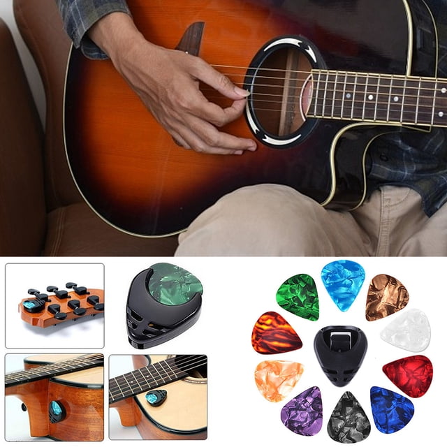 10 Uds. De púas de bajo, juego de púas de guitarra multifunción y soporte para púas, accesorios para guitarra