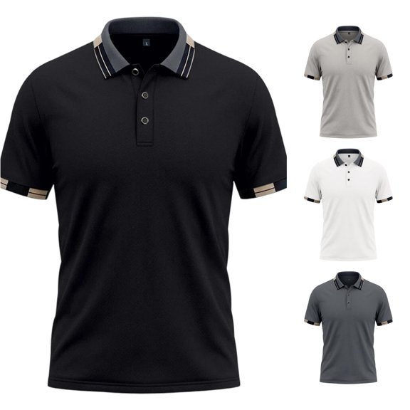 XAOFW Summer Polo Shirts For Man Fashion Ice Silk V Neck Short Sleeve Button Down Shirts For Everyday Wear Trendy Tops L