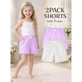 thumbnail image 2 of HILEELANG Toddler and Little Girls Cotton Shorts 2-Pack with Pockets, Gray and Purple, 2-7Y, 2 of 11