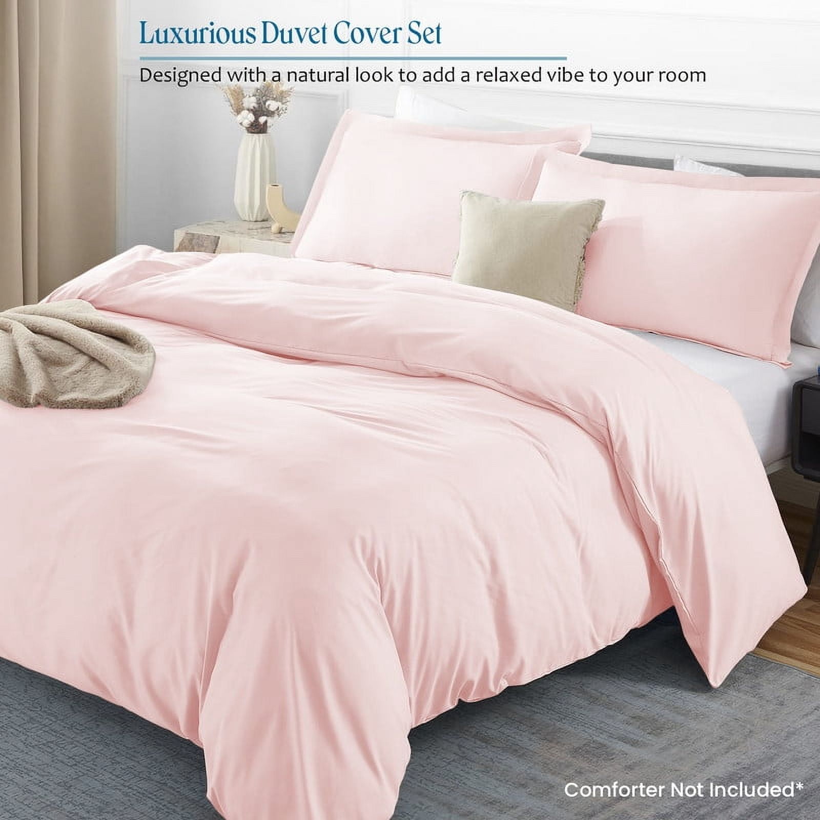 900 TC 100% Egyptian Cotton Duvet Cover Zipper Closur Ultra Soft Durable and Fade Resistant Color Blush-Pink Solid size Full/Queen