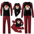 thumbnail image 5 of Odeerbi Christmas Pajamas for Family Holiday Plaid Long Sleeve Family Christmas Pajamas Matching Sets Infant Casual Print Loungewear Parent-child Set Two-Piece Sleepwear Xmas PJs Set Black, 5 of 6