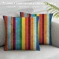 thumbnail image 3 of Creowell  Stripes Throw Pillow Cushion Cover, Vertical Lines Colorful Retro Bands Damage Effects Old Fashion Weathered Display, Decorative Square Pillow Case,Red Green, 3 of 5