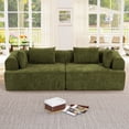 thumbnail image 2 of Muumblus Boneless Modular Sectional Sofa, 96" Oversized Deep Seat Loveseat Sofa, Cozy Cloud Living Room Couch, Green Teddy, 2 of 9