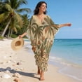 thumbnail image 3 of SEANATIVE Women Plus Size Kaftan Dress Loose Caftan Beach Cover Up Maxi Dress Swimsuit Coverup Soft Breathable Bathing Suit Coverups for Beach Vacation, Hawaii Palm Tree Hibiscus Flower Beige, 3 of 7