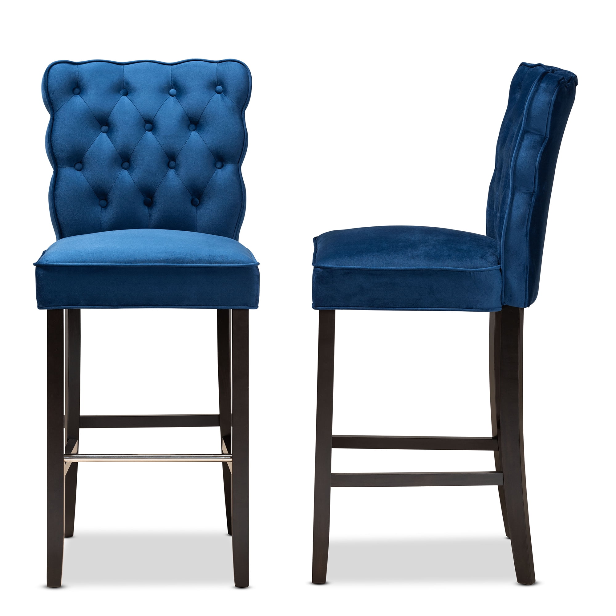 Baxton Studio Daphne Bar Stool, Navy Blue, Set of 2