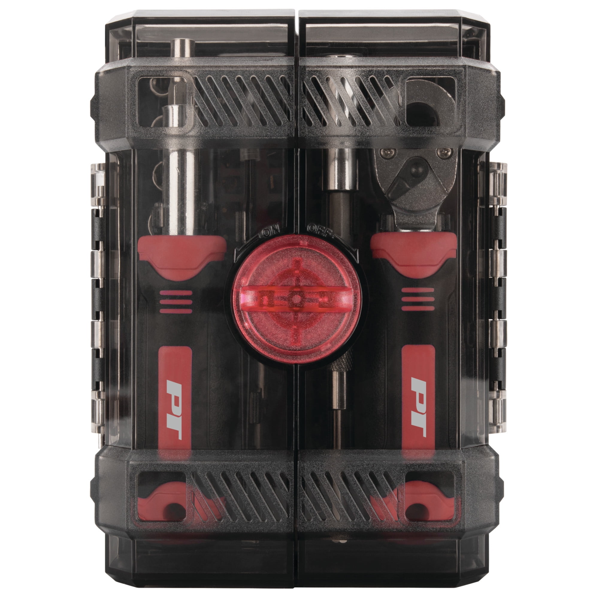 Performance Tool W1745 78 Pc. Ratcheting Driver Tool Set, 1/4 in. Drive Ratchet, Bit Driver, Extensions, Bit Holders, Bits and Sockets, Storage Case, Red
