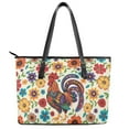 thumbnail image 2 of ZUXONGSY Abstract Rooster Daisy Flower Print Handbag for Women Portable Work Bag Lightweight Travel Purse with Handle for Travel Shopping, 2 of 6