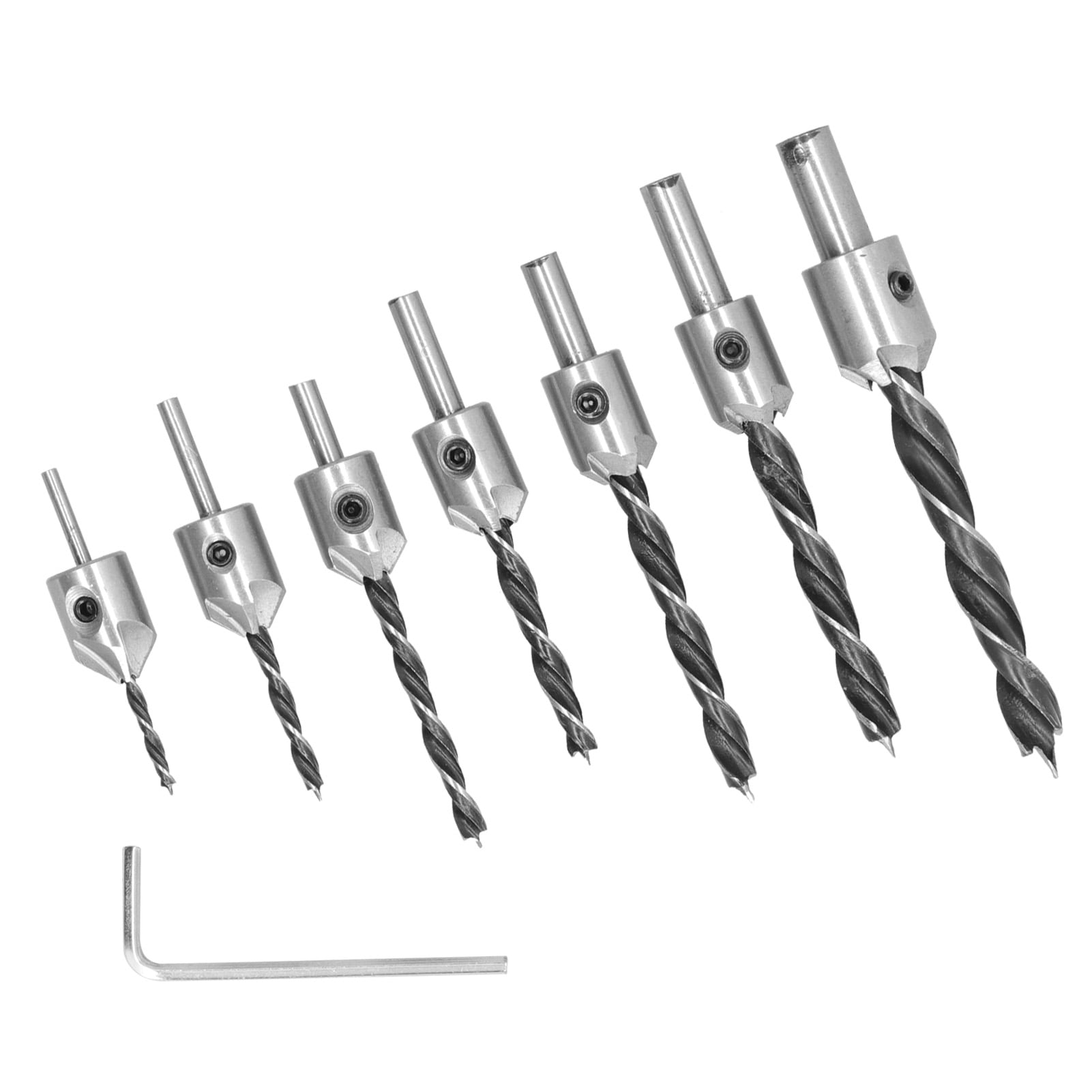 Zerodis 7Pcs Countersink Drill Bits Set Woodworking High Speed Steel Counter Sinker Drill Bit