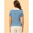 thumbnail image 4 of INSPIRE CHIC Blusa De Manga Corta Para Mujer Con Cuello Peter Pan En Contraste Negro L INSPIRE CHIC Camisa, 4 of 5