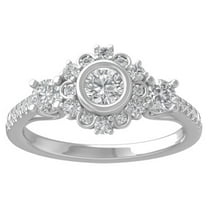 ARAIYA FINE JEWELRY Sterling Silver Lab Grown Diamond Halo Engagement Ring (1 cttw, D-F Color, VS Clarity) Size 10