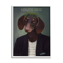 Stupell Industries Haute Dog Quirky Wearing Clothes Blazer Sunglasses Graphic Art White Framed Art Print Wall Art, Design by Diane Neukirch