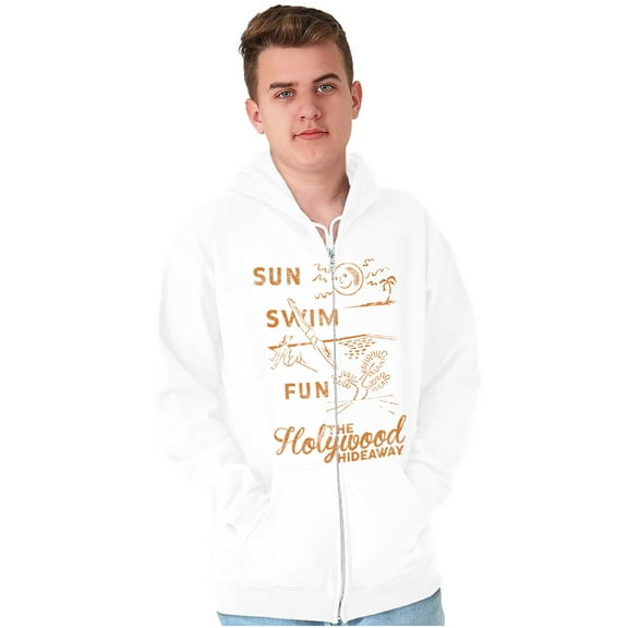 The Hollywood Hideaway Sun Swim Fun Zip Up Hoodie Men's Women's Brisco Brands S