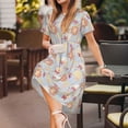 thumbnail image 3 of Naloa Butterfly Flower Print Womens Summer A-Line Dress with Pockets,Short Sleeve Dresses,Flowy Beach Swing Dress for Vacation Travel, 3 of 6