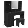 thumbnail image 5 of Ktaxon Large 47.2" Makeup Vanity with 3 Color Lights, Dressing Table w/ USB Charging Station, Adult, Black, 5 of 9