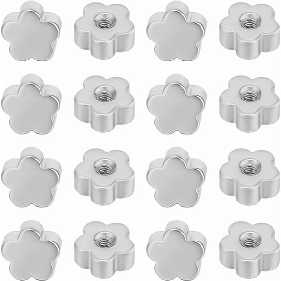 1 Box 50Pcs Stainless Steel Screw Backs (Hole: 1.2mm/16 Gauge) Flat Flower Earring Backs Replacement Metal Silver Ear Nuts for Jewelry Earring Making Supplies 1set