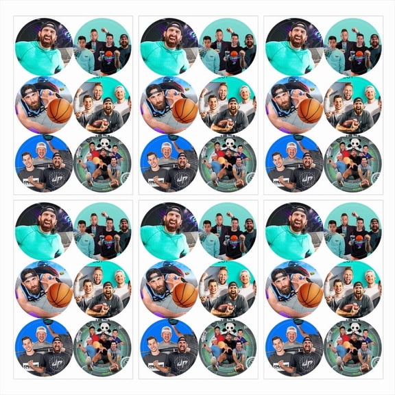 Dude Perfect Stickers Party Favors Labels Birthday Thank You Themed Round Circle Baby Shower 60pcs