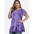 thumbnail image 3 of Womens Plus Size Short Sleeve Casual Summer Round Neck Shirts Tunics for Leggings, 3 of 6