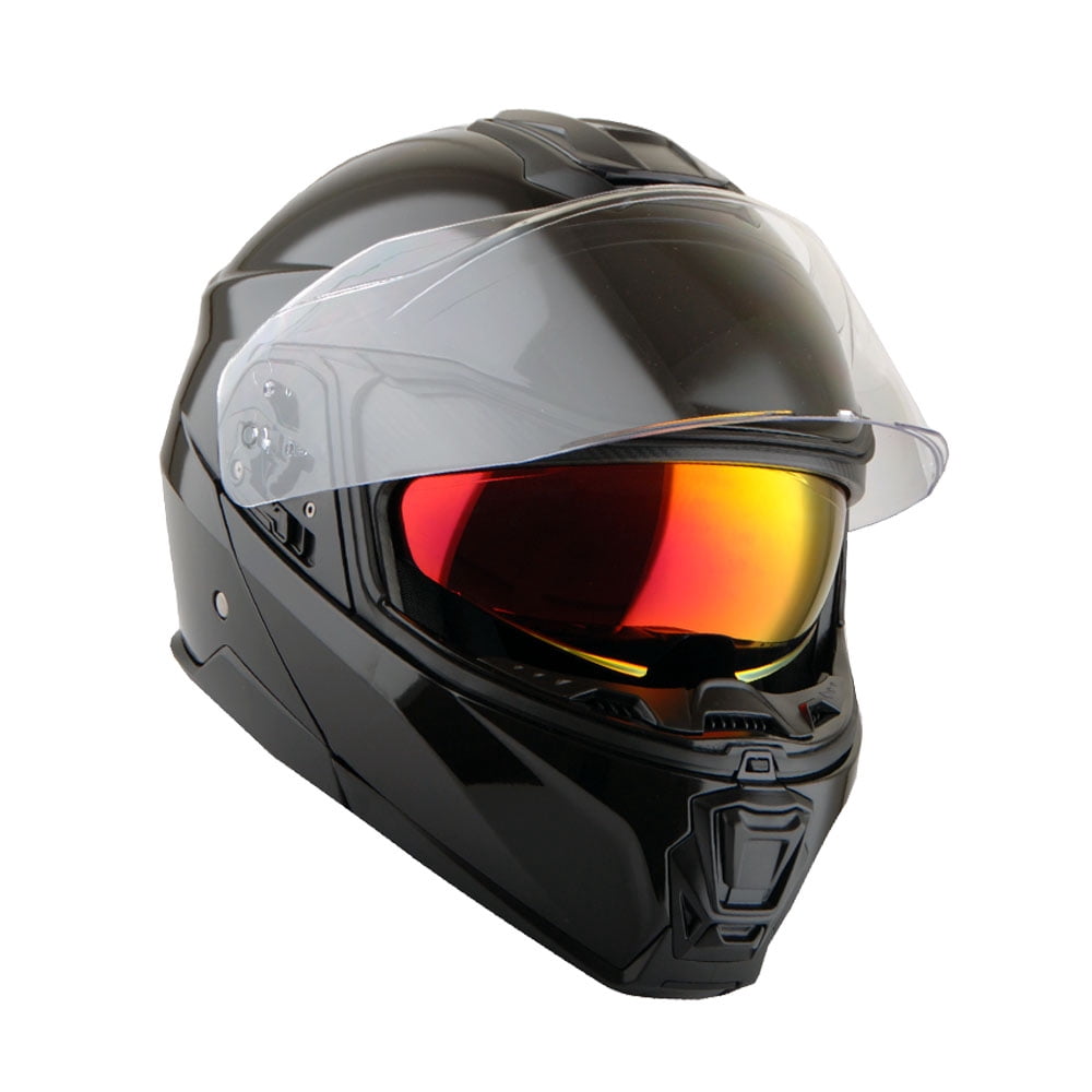 Martian Motorcycle Modular Full Face Helmet Flip up Dual Visor Sun Shield: HG362 Glossy Black