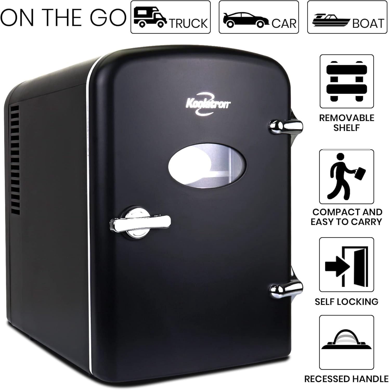 Fridge - Portable Table Top Beverage Cooler, 12V 110V Refrigerator for Drinks, Car, Dorm, Outdoor