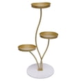 thumbnail image 2 of 3-Tier Metal Plant Stand, Indoor/Outdoor Modern Freestanding Round 3-Pot Flower Plant Holder Rack for Living Room White Gold, 2 of 10