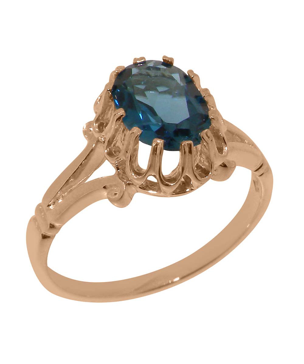 LBG British Made Solid 9k Rose Gold ring with Natural London Blue Topaz  Womens Engagement Ring - 33 size options - Size 9.75 - Walmart.com