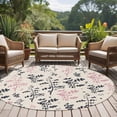 thumbnail image 4 of Grey Pink Botanical Round Area Rug 5Ft Washable Circle Rugs for Living Room Bedroom, Rustic Country Spring Floral Summer Leaf Non-Slip Carpet Floor Mats Indoor Outdoor Carpet Runner Home Decor, 4 of 8
