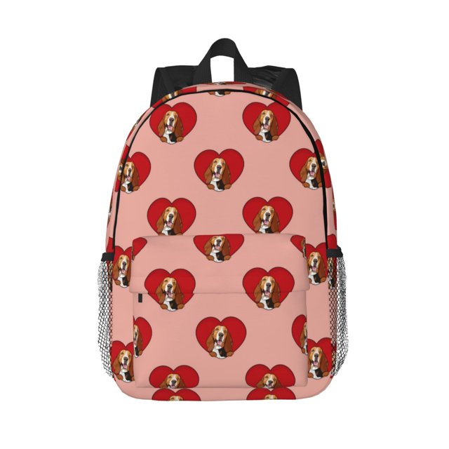 Disketp Basset hound dog with paw Mochila Escolar de 15 Pulgadas, Mochila Ligera para Estudiantes, Viajes y Trabajo, Cómoda y Resistente para el Uso Diario